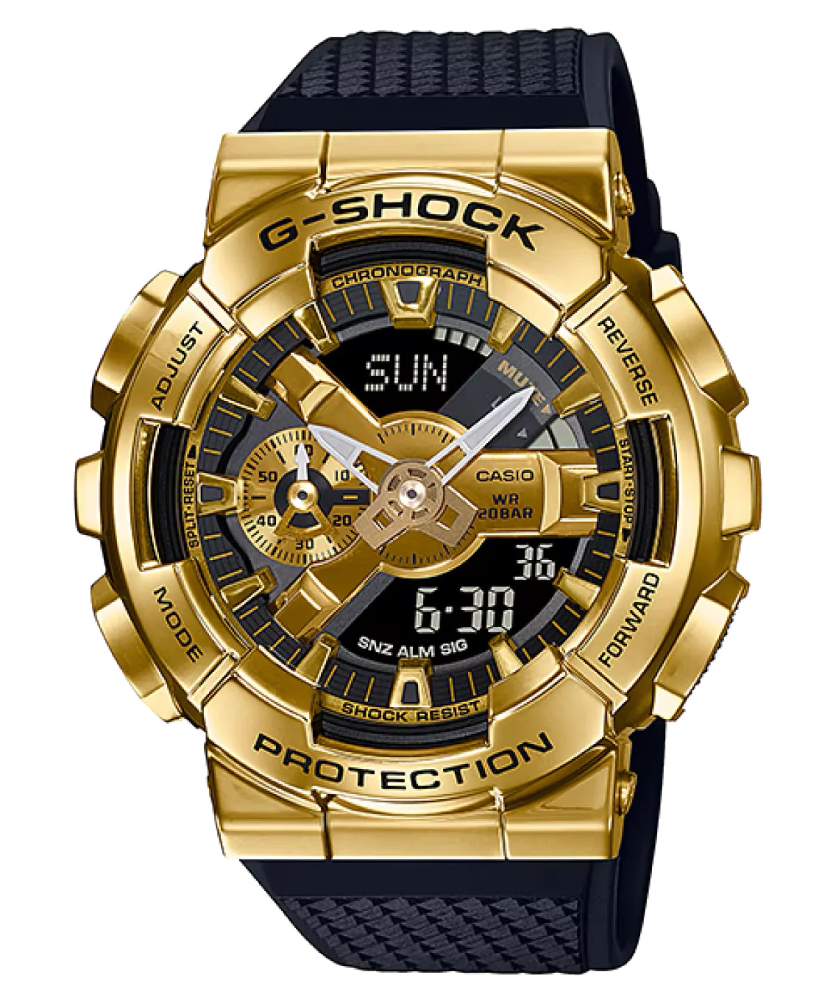G-Shock GM-110G-1A9JF Gold/Black Rubber Quartz Digital Analog Watch