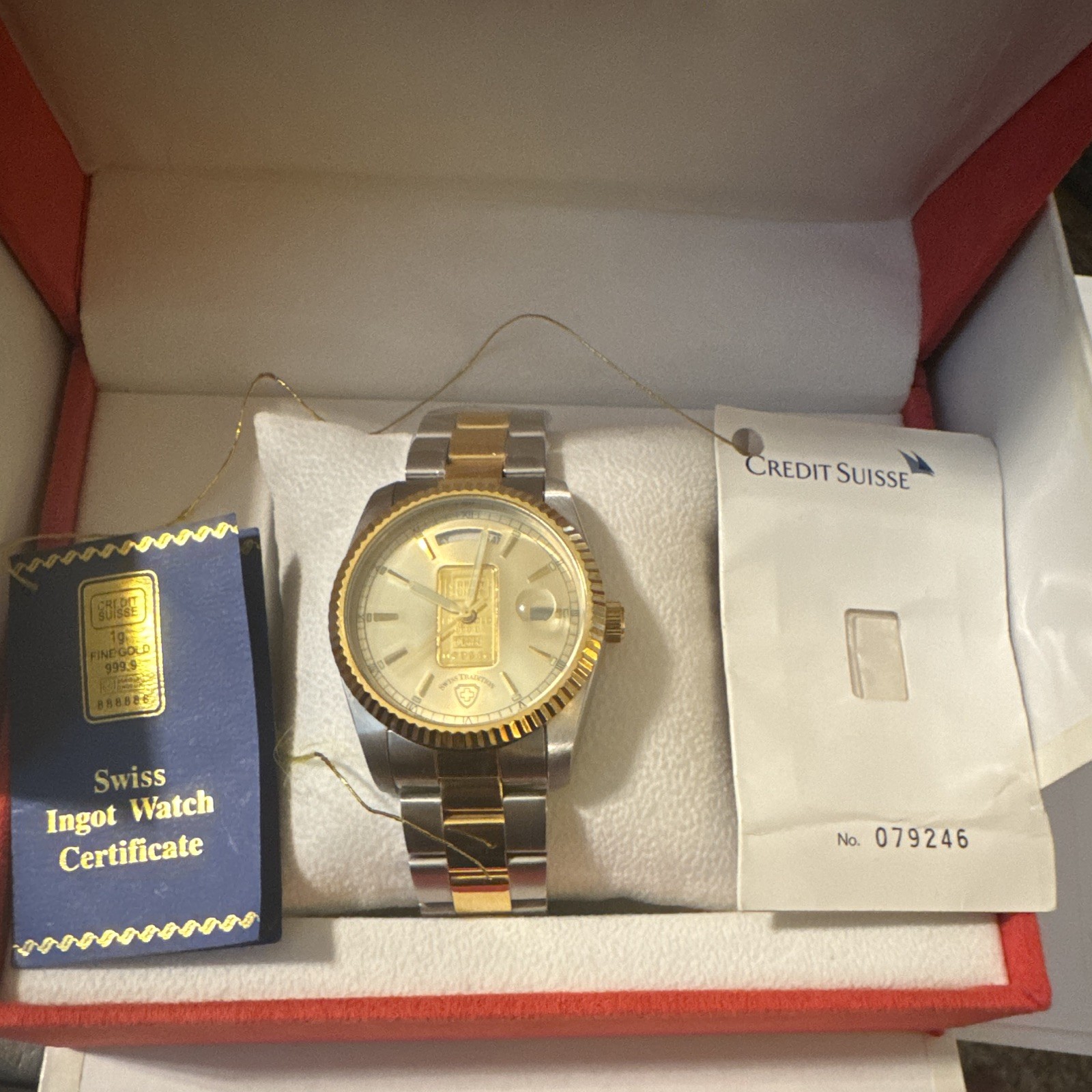 Swiss Tradition Suisse Ingot Watch Quartz Two-Tone 41mm SS Fluted Bezel