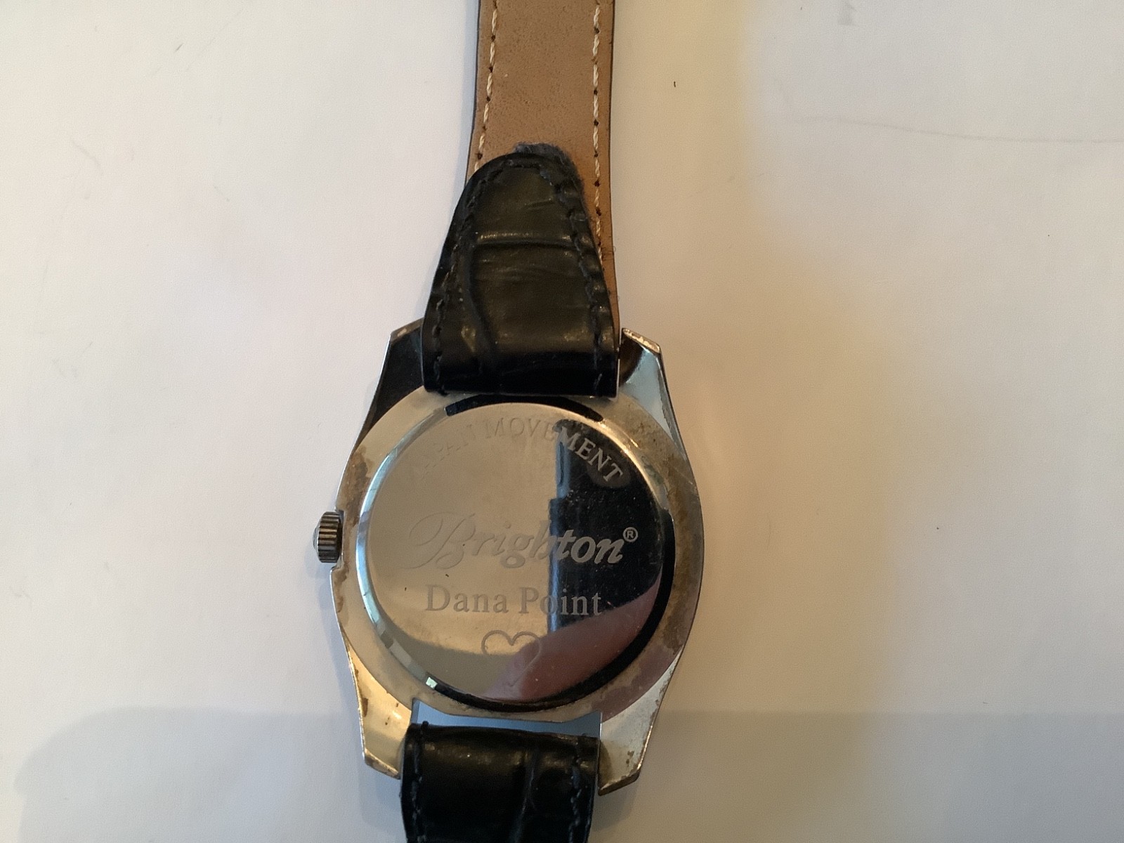 brighton Dana Point watch with swaroski crystal face and leather band