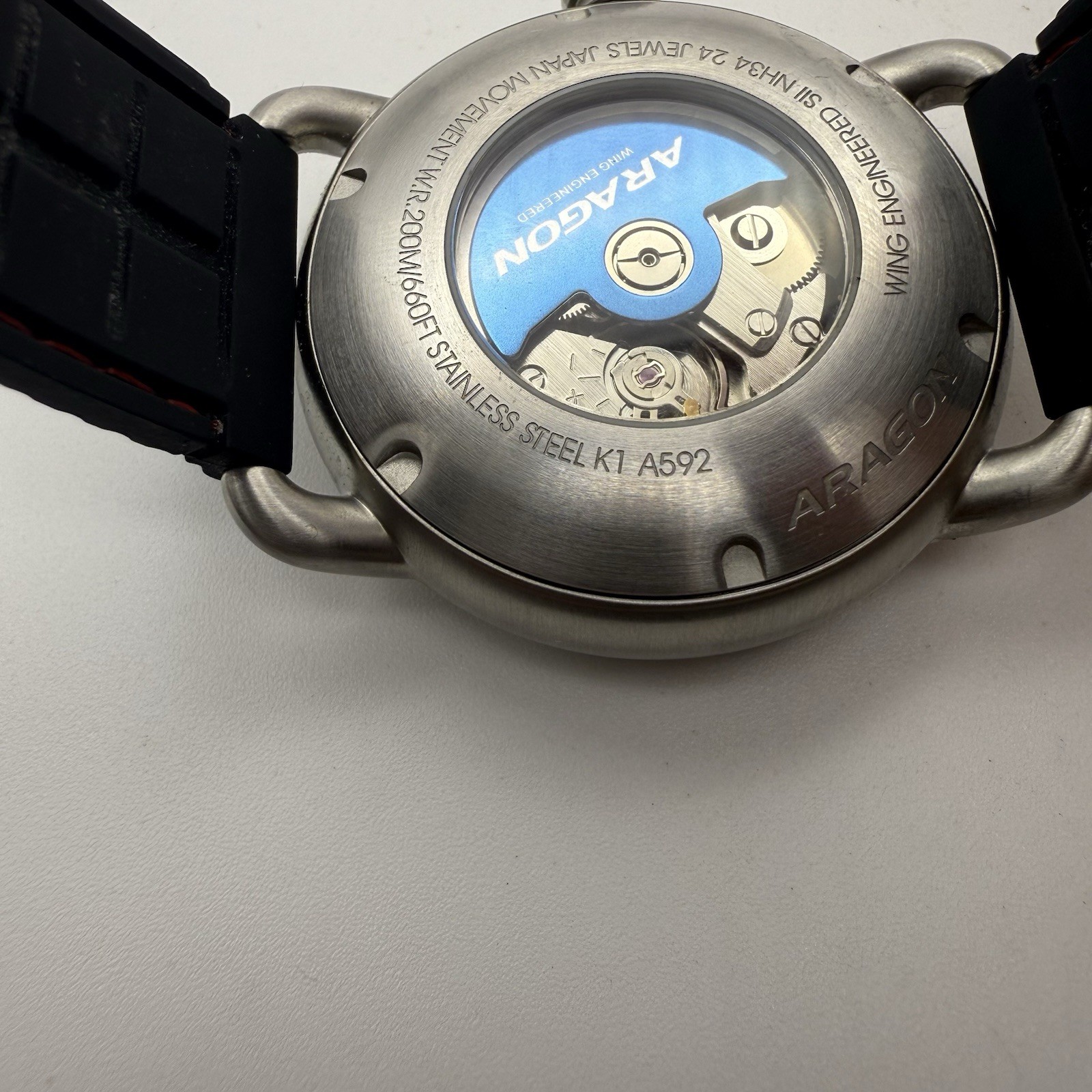 Aragon K1 A592 Sun & Moon Automatic Watch Red Dial NH34 200M Stainless