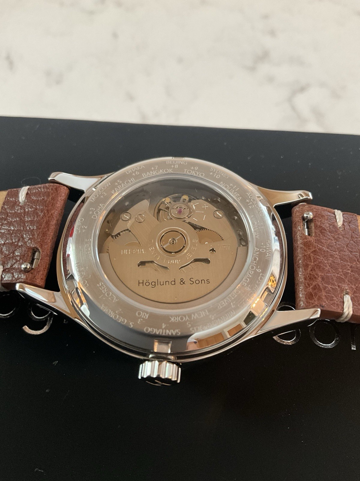 Hoglund & Sons Watch GMT Blue Aventurine Dial Watch 3 Bracelet/Strap Options