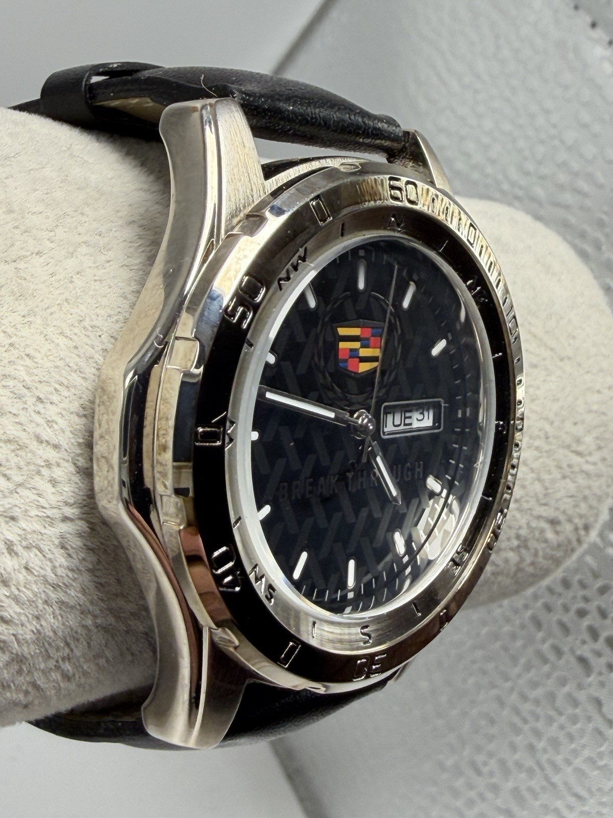 Cadillac Break Through Mens Watch NWT New Battery 40MM 8″ Leather Band GM