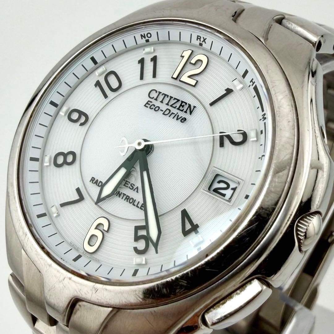 [Working] Citizen Attesa Radio-Controlled Solar Titanium H410 Men’s Wa 【USED】