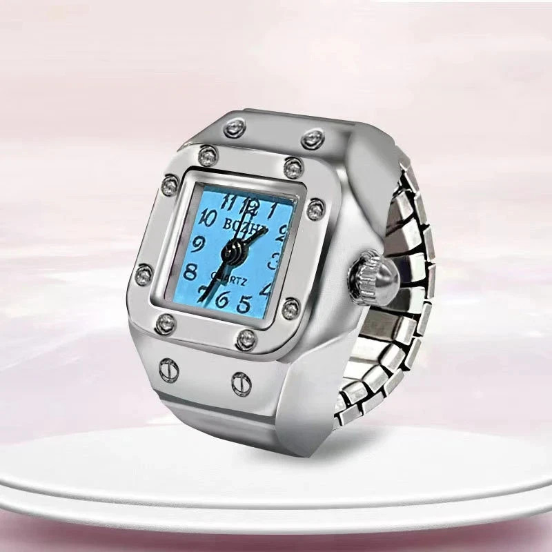 Ring Watch New Hot Selling Creative Alloy Shell Finger Square Dial Couple Men