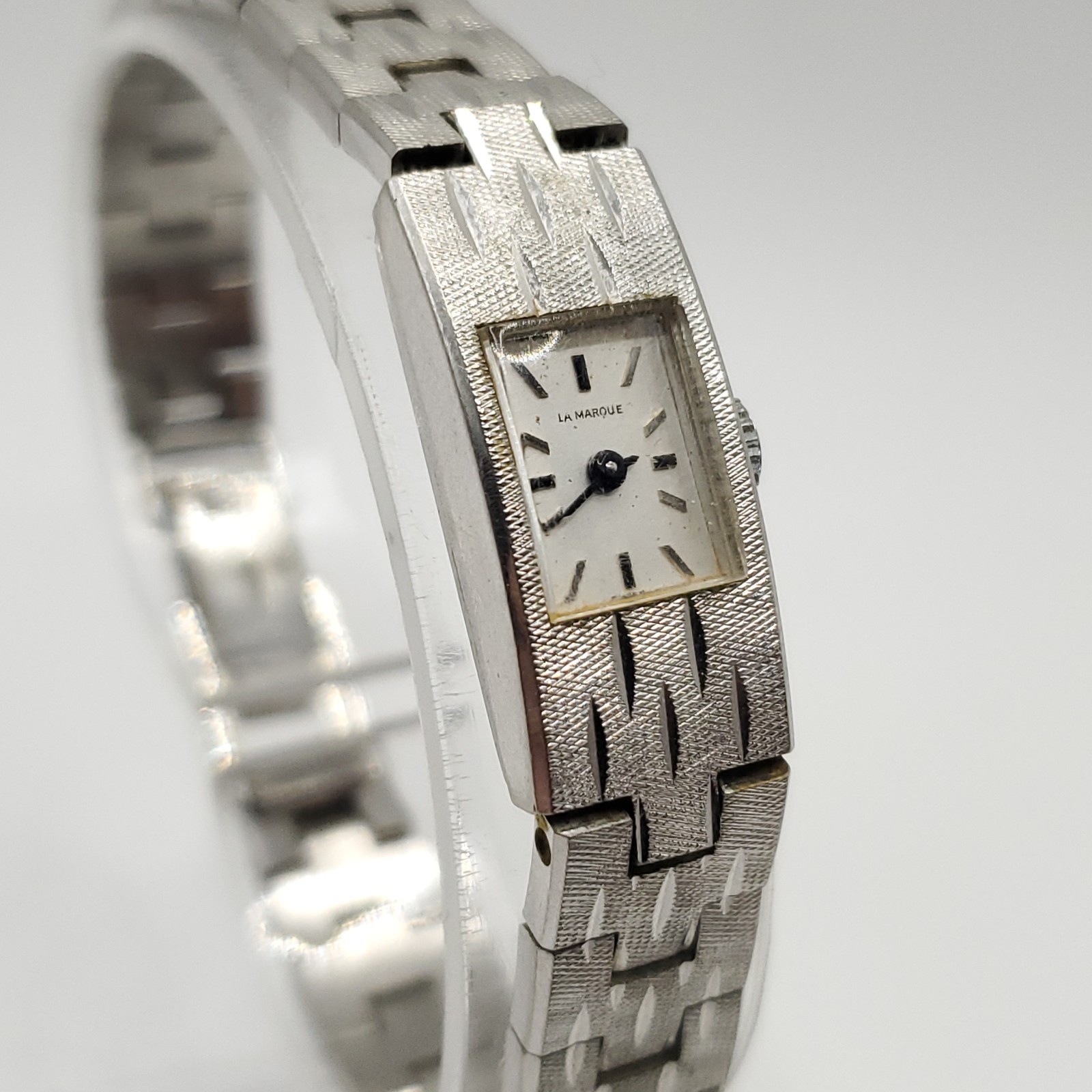 Vintage La Marque Mechanical Small Rectangle Dial Womens Watch 11mm Running 6.75