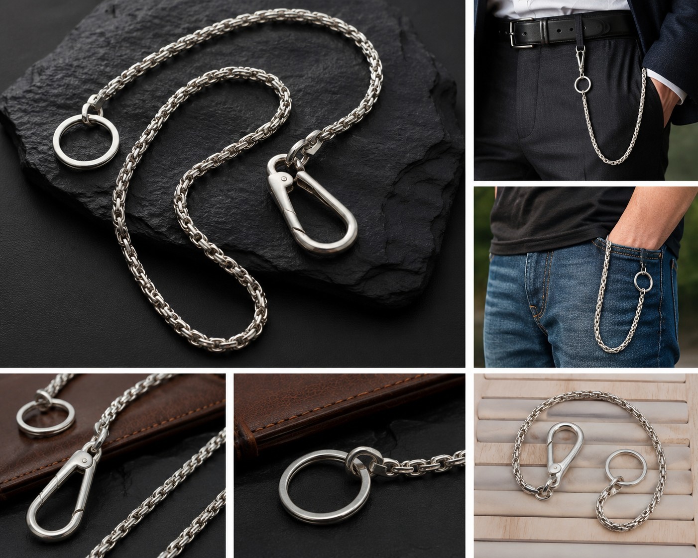 Vintage Chunky 925 Sterling Silver Byzantine Pocket Watch Chain Key Holder 60g