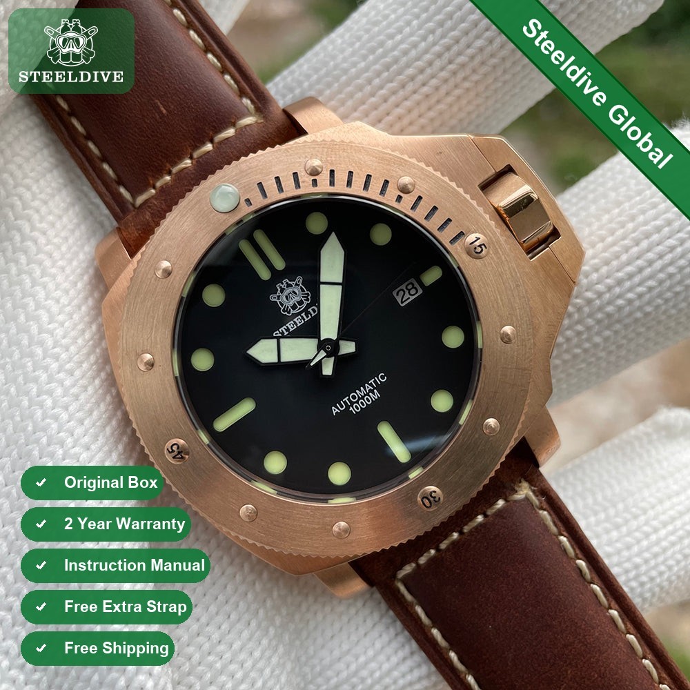 STEELDIVE SD1959S Mens Bronze 46mm 1000M Automatic Dive Watch NH35 Sapphire