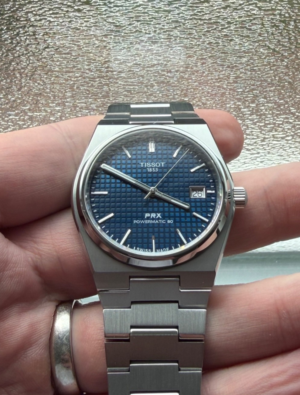 Tissot PRX Titanium 38mm, blue dial, powermatic 80 automatic