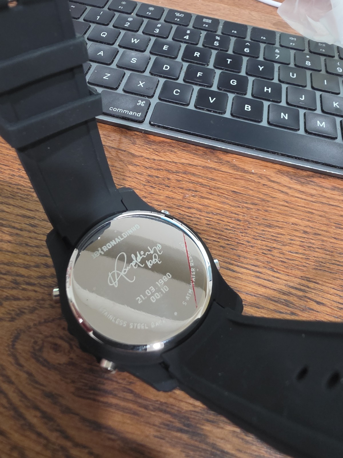 Ronaldinho Gaucho Digital Quartz Alarm Day/Date Black Rubber Strap