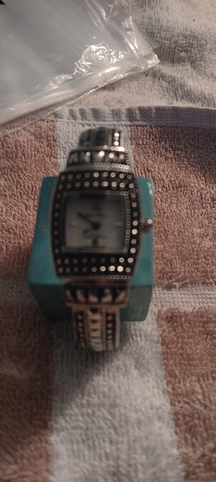 Geneva Women’s Analog Quartz Wristwatch Silver Tone Bracelet Square Arabic
