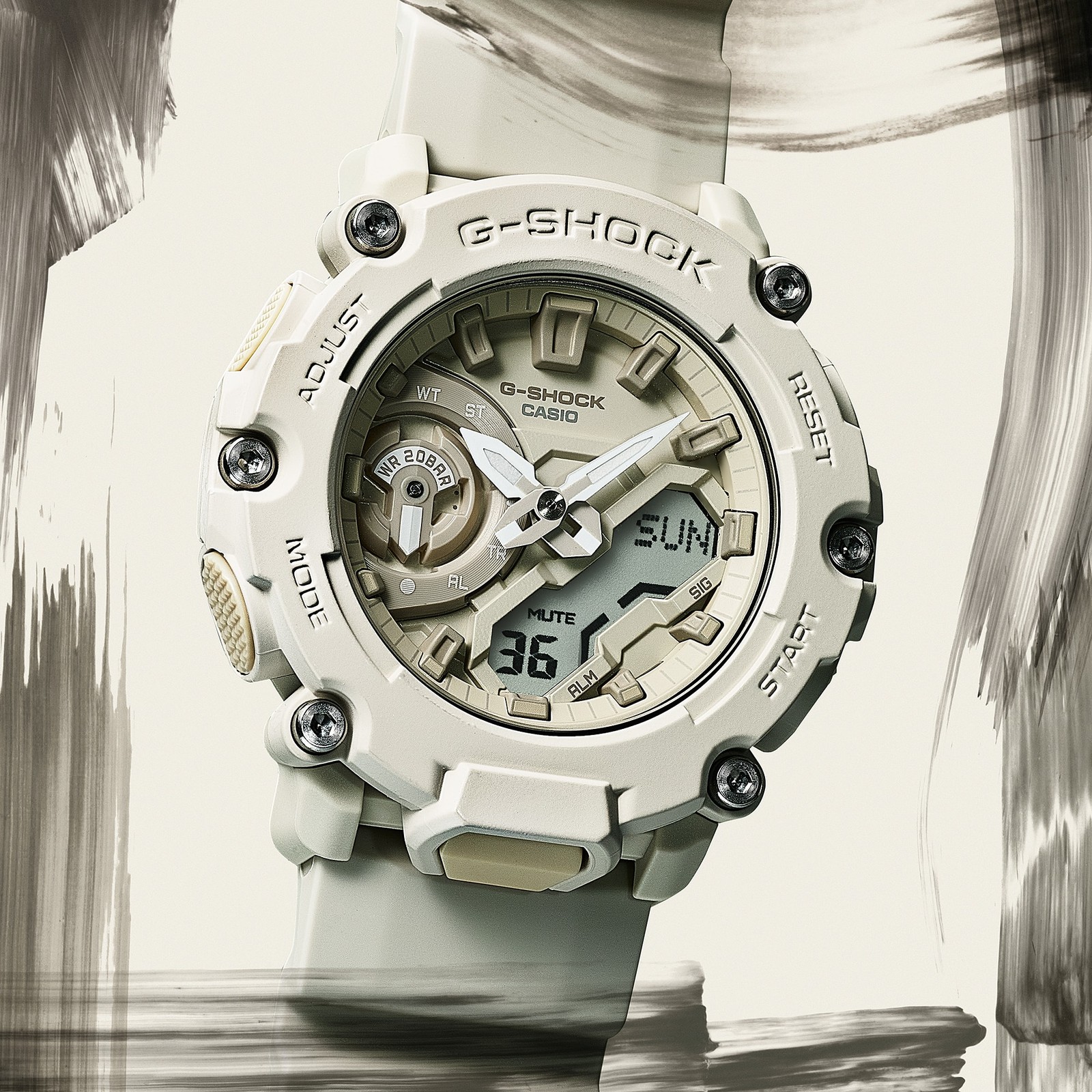 Casio G-Shock Natural Colour Series Off White Resin Band Watch GA-2200NC-7A