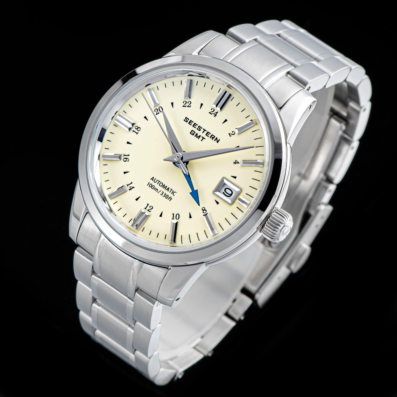 Seestern GMT S446.BS Sapphire Crystal Mechanical Mens NH34 Watch SEAGULL 1963