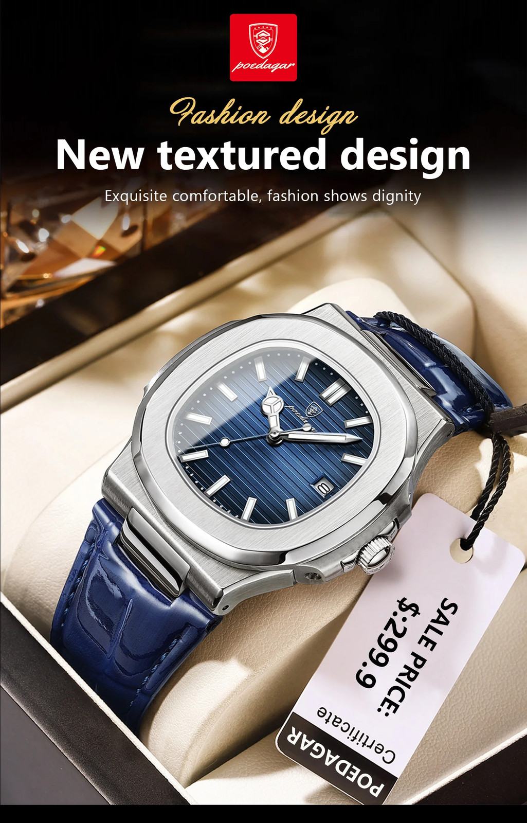 Luxury Square Man Watch Date Waterproof Luminous Men Wristwatch High Quality
