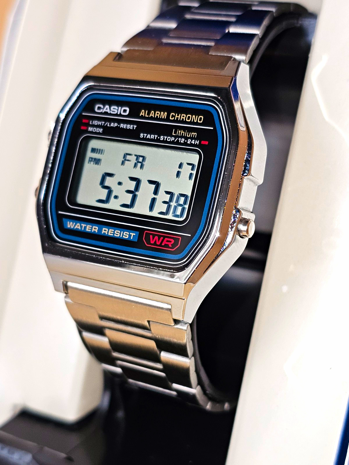 Casio Alarm Chrono Digital Quartz WR Alarm Chrono Day/Date Black Dial Bracelet