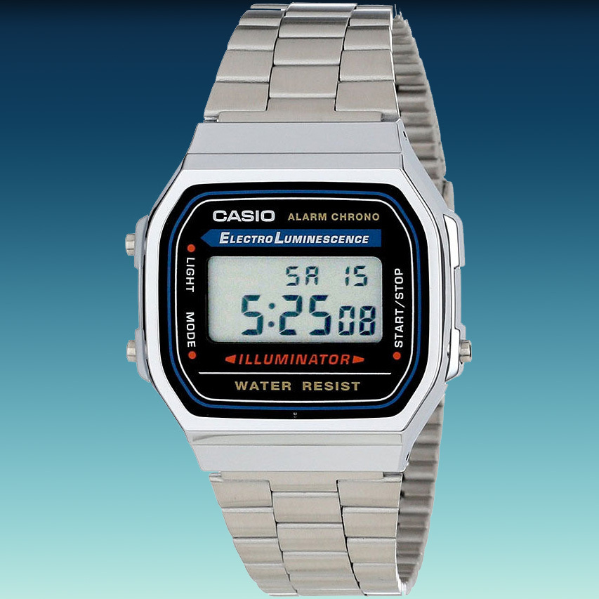Casio A168WA-1 Men’s Stainless Steel Digital Alarm Stopwatch Watch New