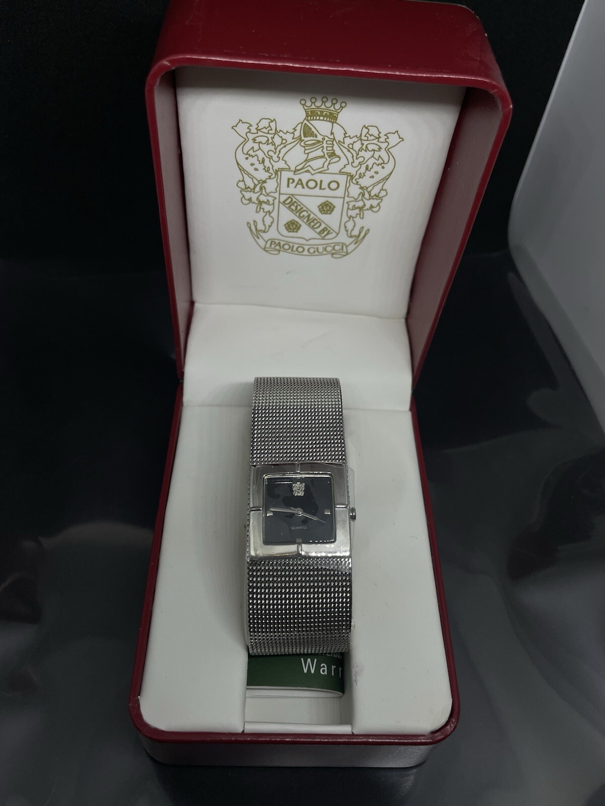 Vintage Paolo Gucci Women’s SilverTone Mesh Adjustable Bracelet Watch NIB READ