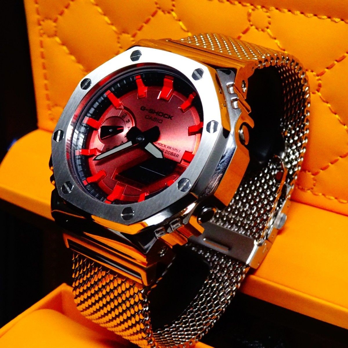 CASIO G-SHOCK GA2100RRB-4A Custom with stainless steel belt New Japan