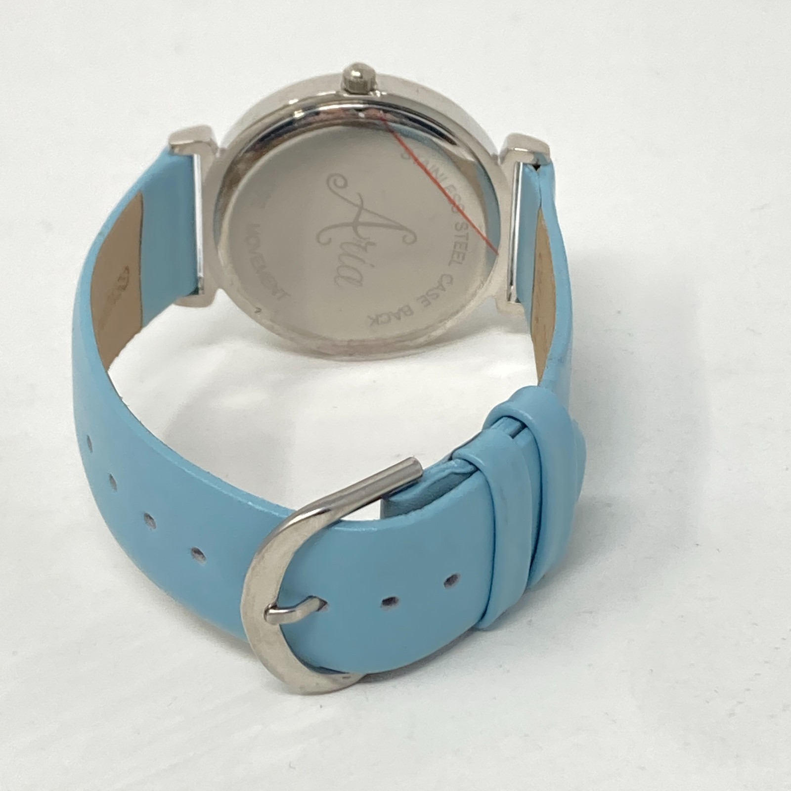 Aria Womens Watch 34mm Silver Tone Blue MOP Mosaic Round New Battery 8″