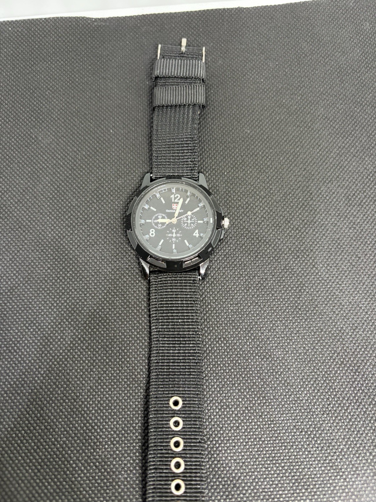 Genius Army Men’s Black Quartz Military Style Watch Nylon Strap Analog Watch