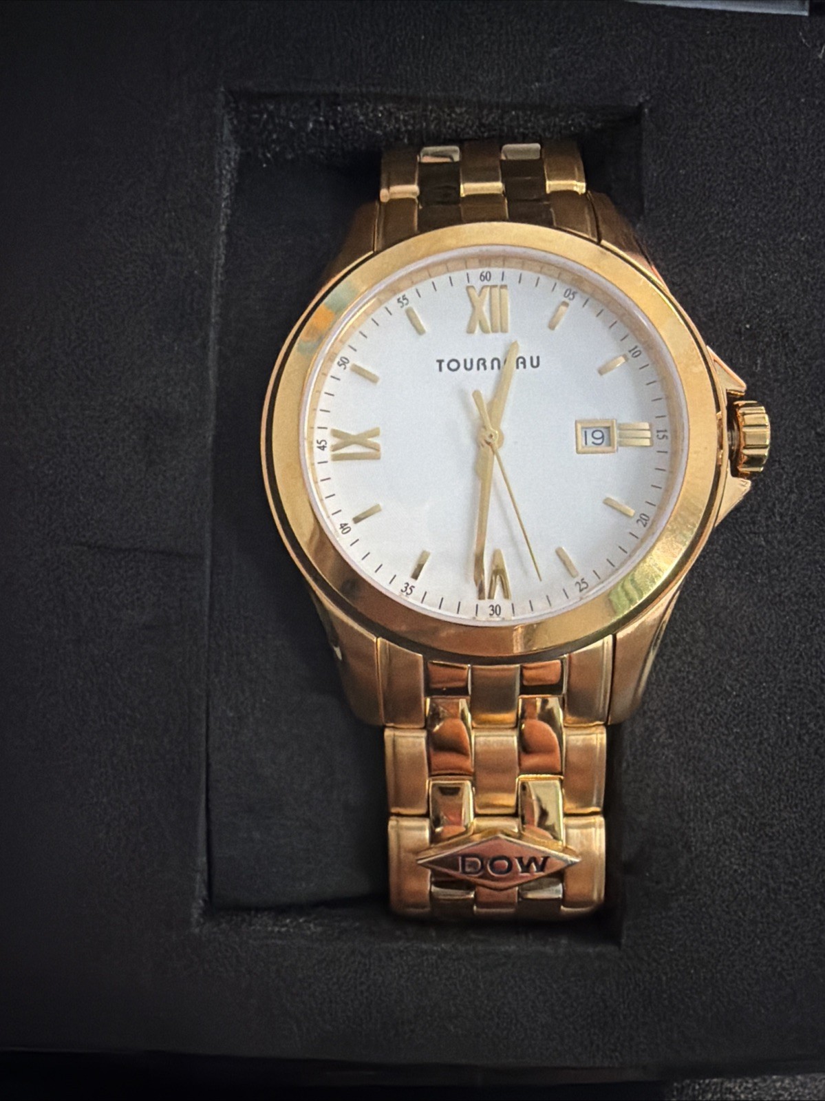 Tourneau TMRBW066 Gold Tone Stainless Steel Date Men’s Watch Corporate gift