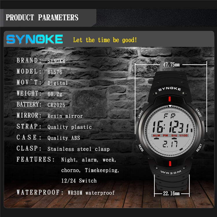 Men Digital Sport Watch LED Display Waterproof Alarm Multifunction Wristwatches