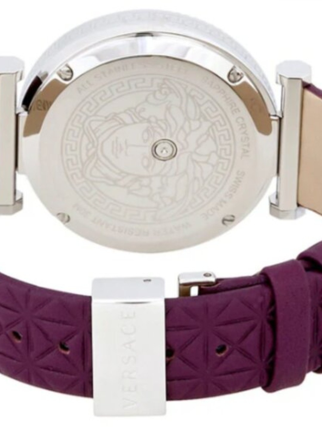 Versace V-helix Ivory Dial Leather Ladies watch VQG010015