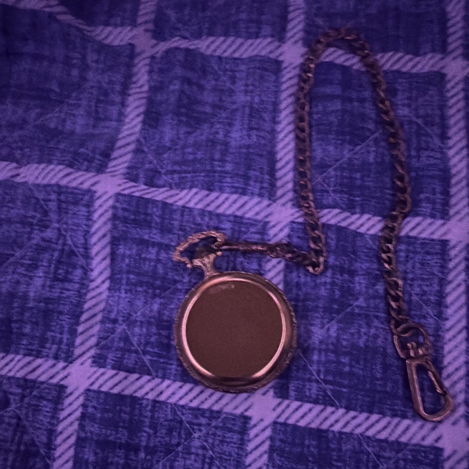 Gold Tone Full Hunter Quartz Pocket Watch Roman Dial w Chain “Number 1 Dad”