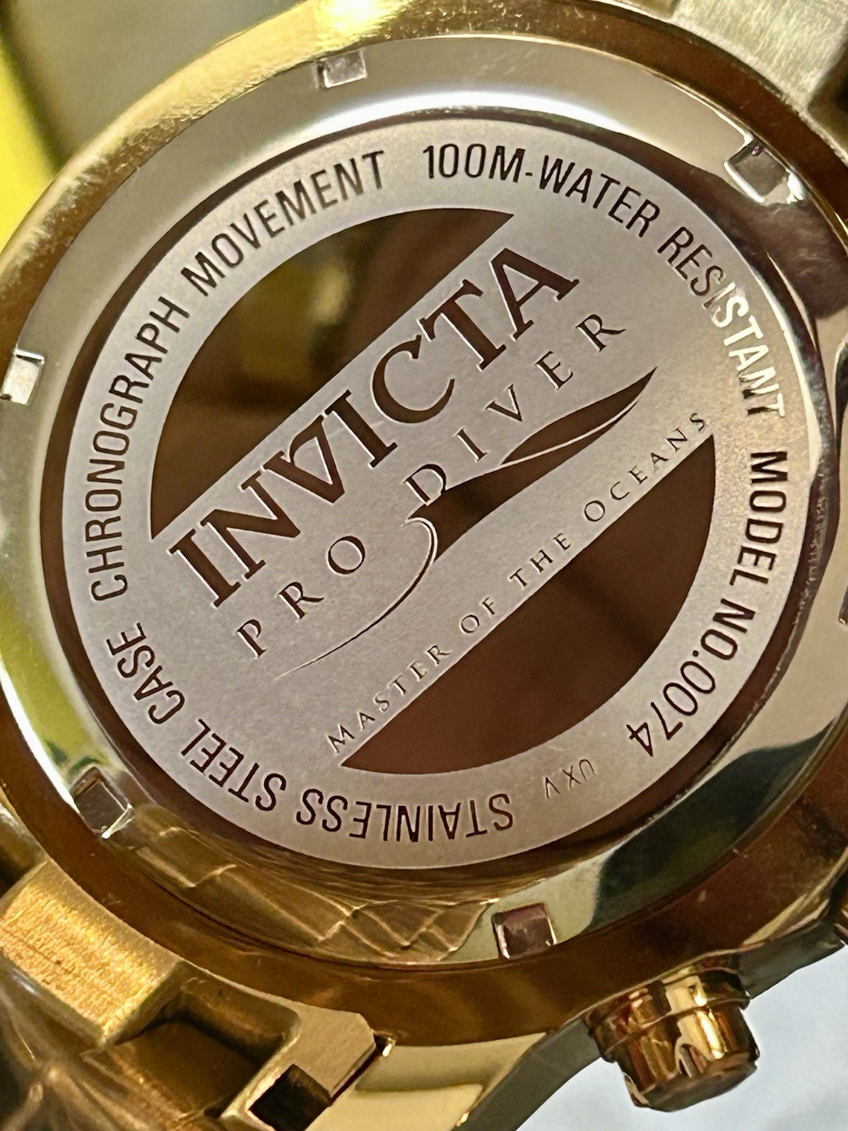 Invicta Pro Diver SCUBA, 9” Wrist, 48mm, New/Box/3yr Wnty, WR 200m, Gold (0074)