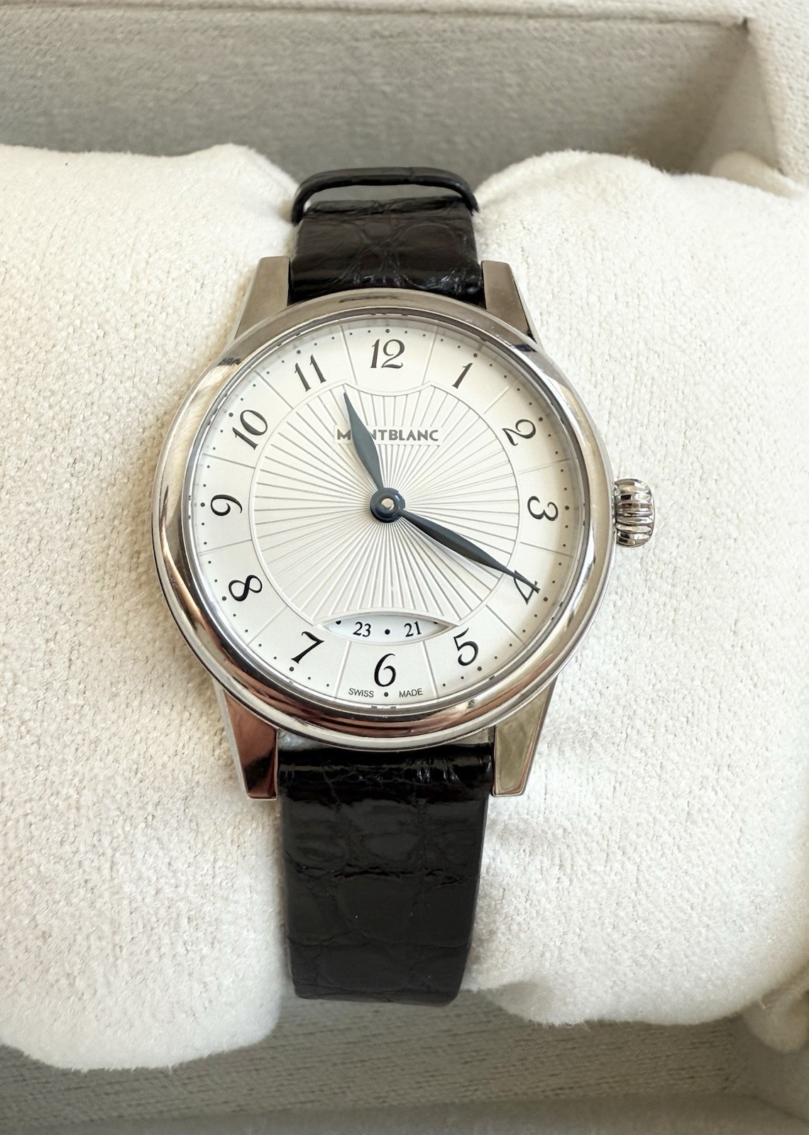 Montblanc Bohème 7309 27mm Quartz Women Watch W/ Date OEM Alligator Leather Band