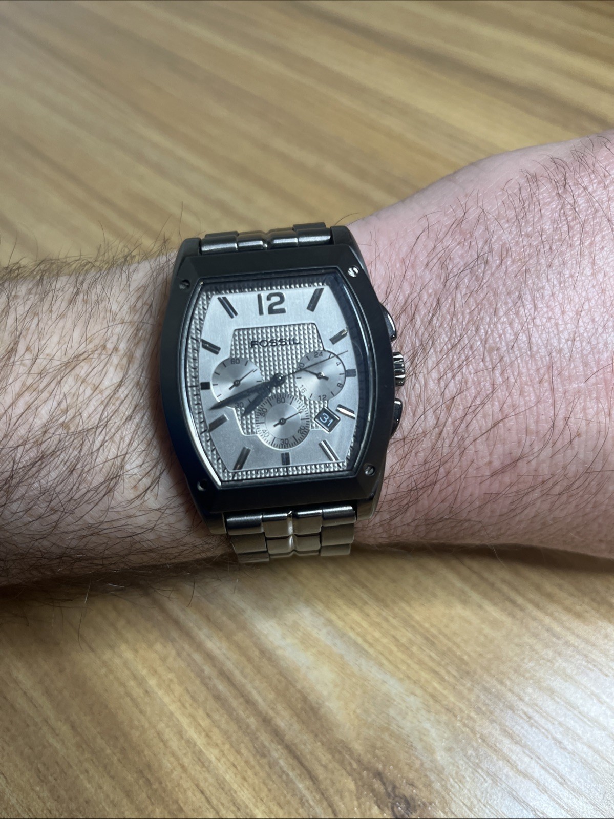 Fossil Arkitekt FS-4251 Men’s Watch Silver/grey St Steel New Battery 7/1/26