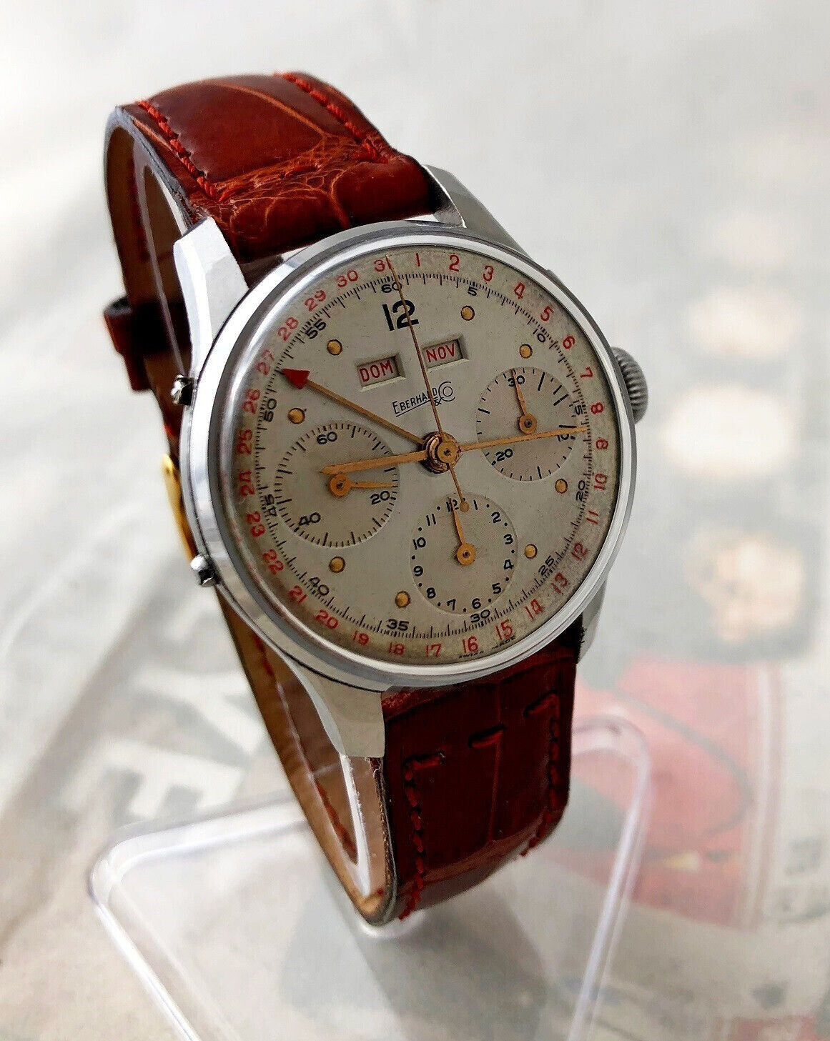 EBERHARD DATA COMPAX COMPLETE CALENDAR CHRONOGRAPH 50’S VALJOUX 72C – 1YW!