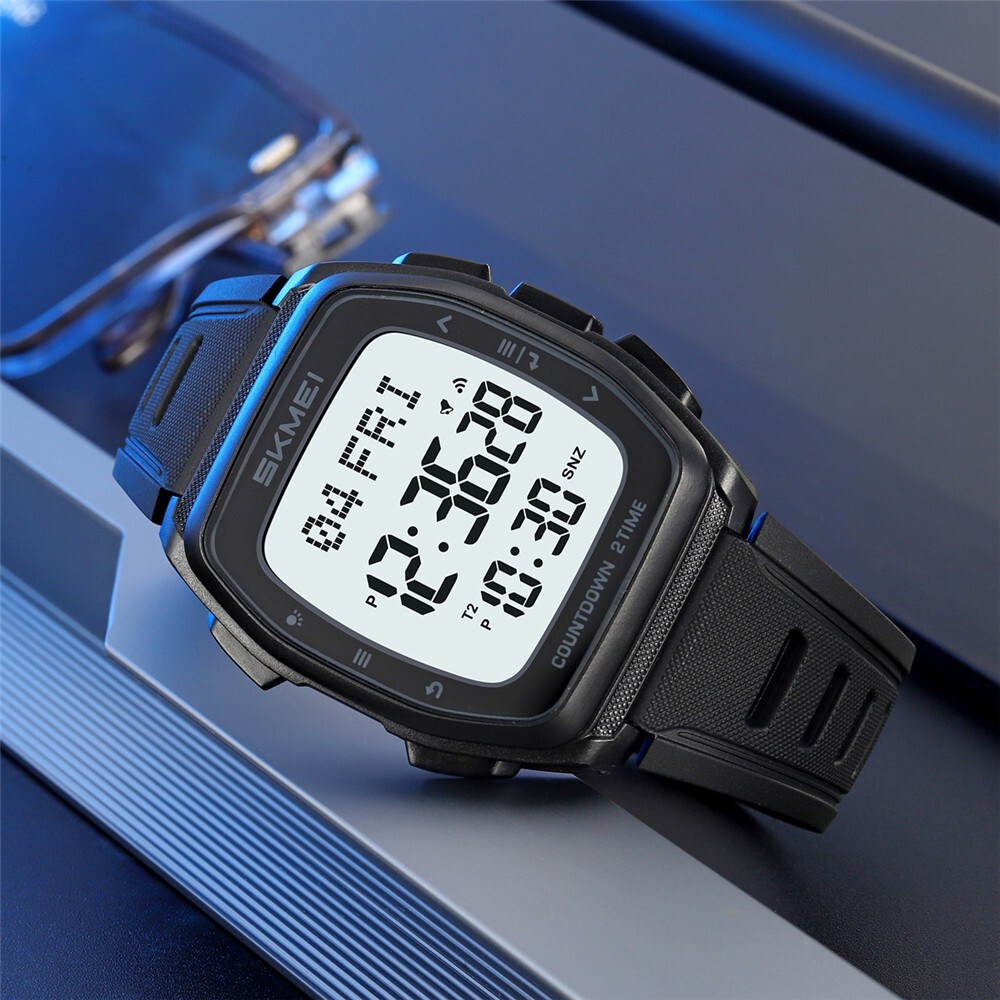SKMEI Men Rectangle Watch Digital Electronic Wristwatch Students Boy Sport Watch