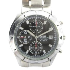 Seiko Alba 7T92-0CV0 Quartz Chronograph Men’s Watch 35mm Stainless Steel Black