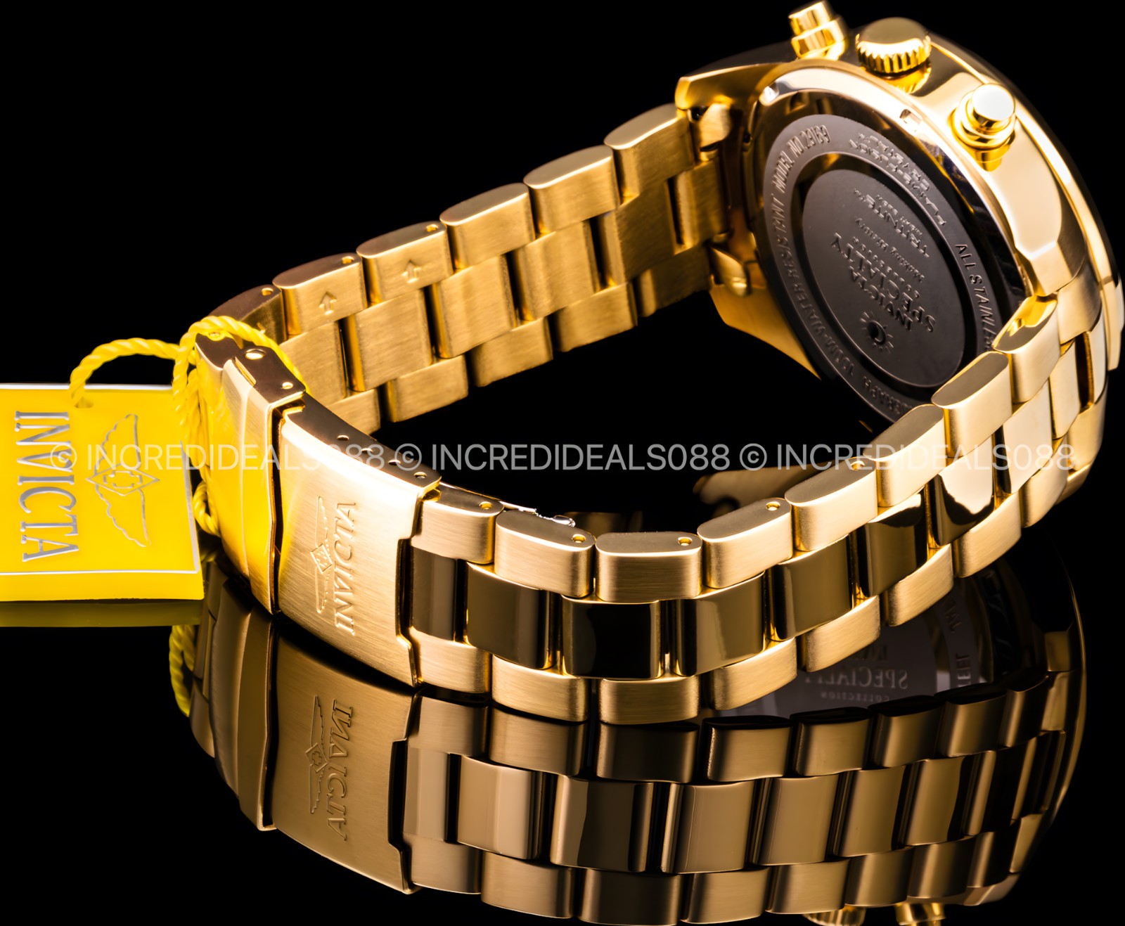 Invicta Mens SPECIALTY CHRONOGRAPH Blue 18K Gold Dial 48mm Bracelet Watch Reloj