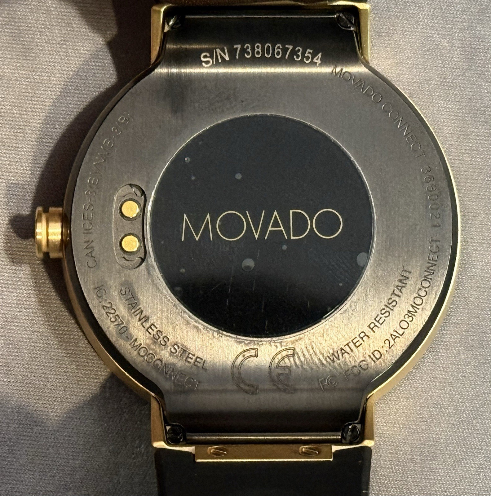 Movado Connect Men’s 46.5 mm Digital Smartwatch Gold Steel Leather 3660021