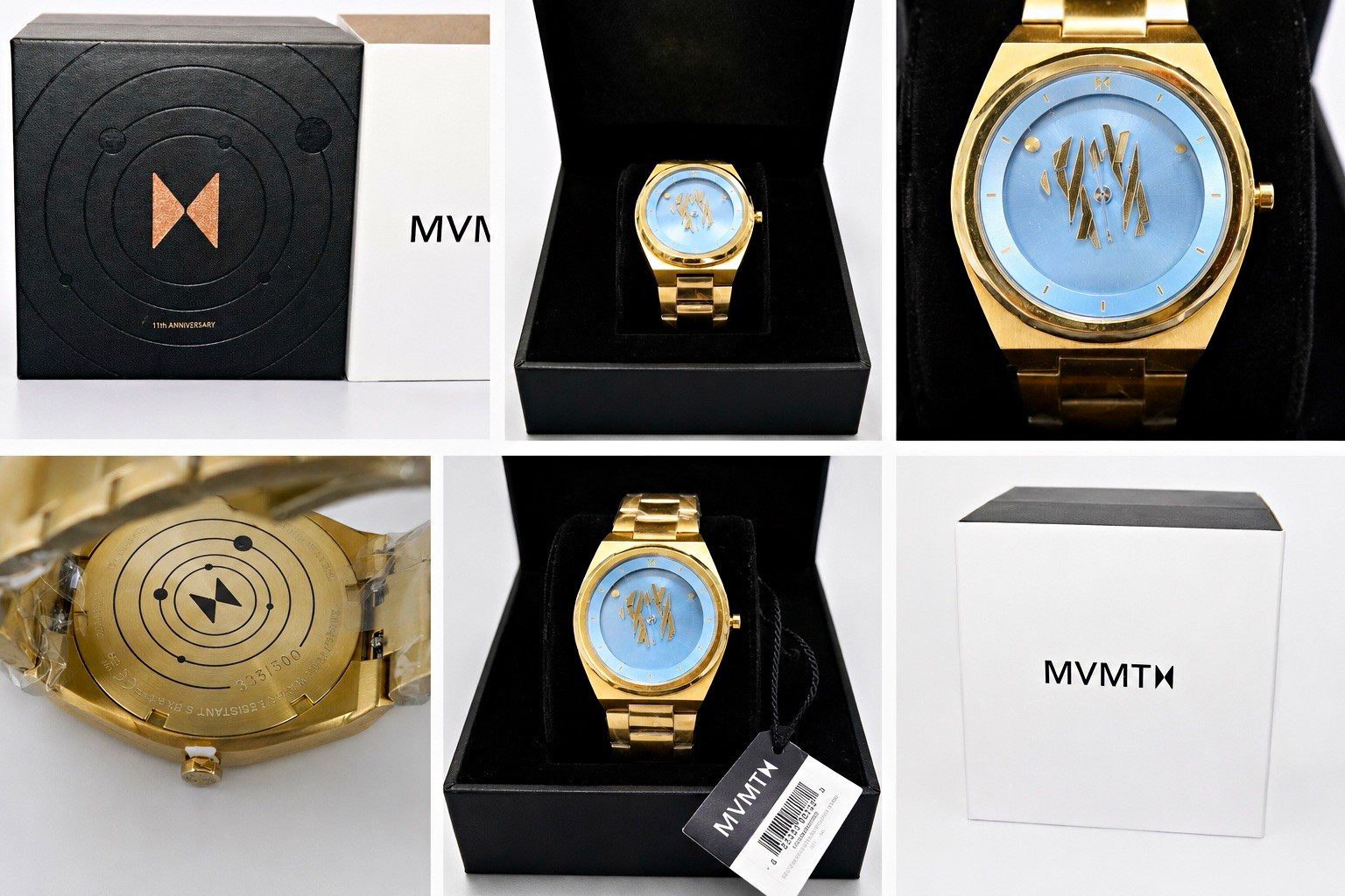 MVMT 11th Anniversary Limited Edition #335/500 Gold Tone Blue Dial Quartz Watch