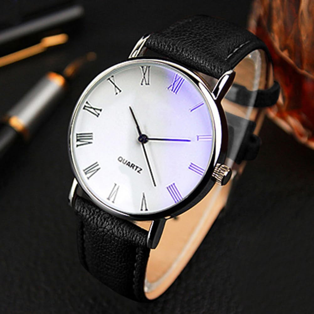 Men’s Analog Quartz Watch Leather Band Casual Dress Business Unisex Wristwatch