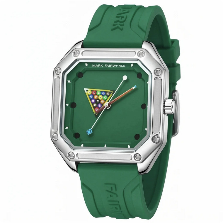 Mark Fairwhale Mens Green Pool Table Billiards Watch Quartz Rubber Strap FW-5047