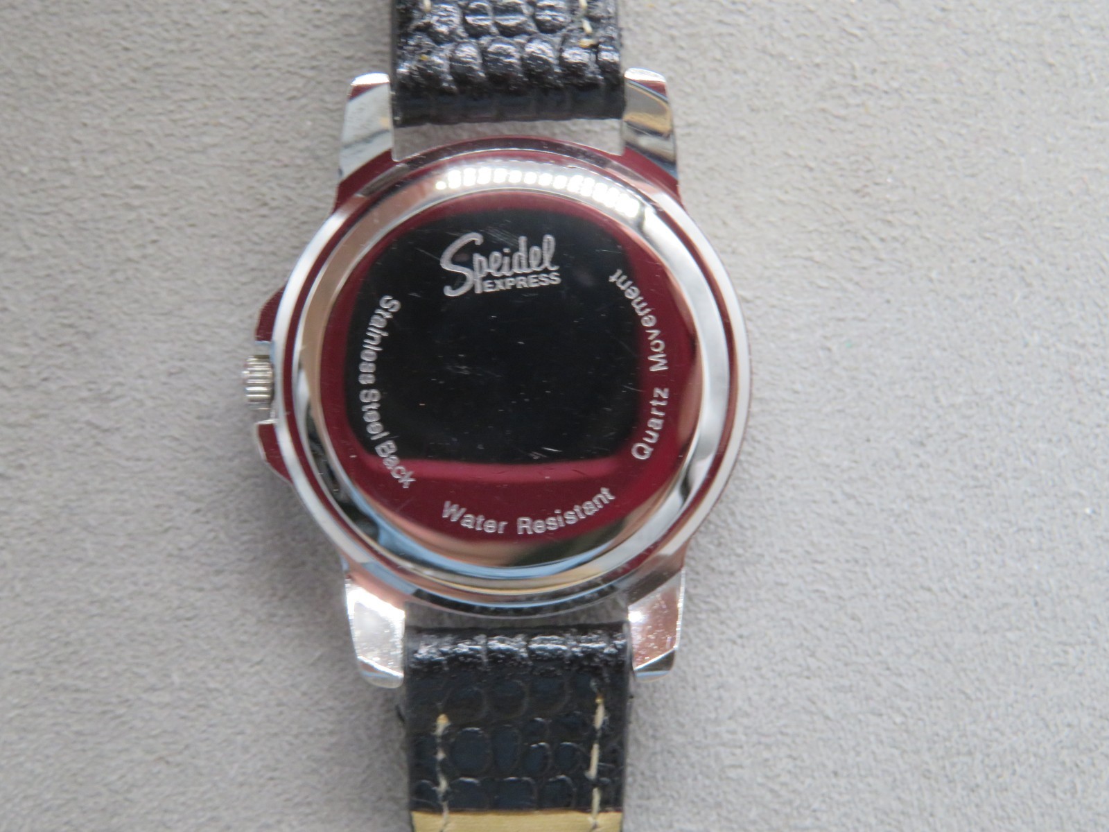 Speidel Express Silver Tone Watch Water Resistant Black Band New Battery