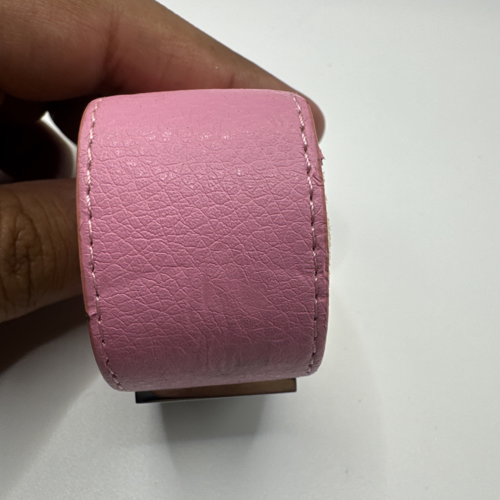 Vintage MARY KAY Pink Wrist Watch Wide Band Snap Closure Pink & White Crystals