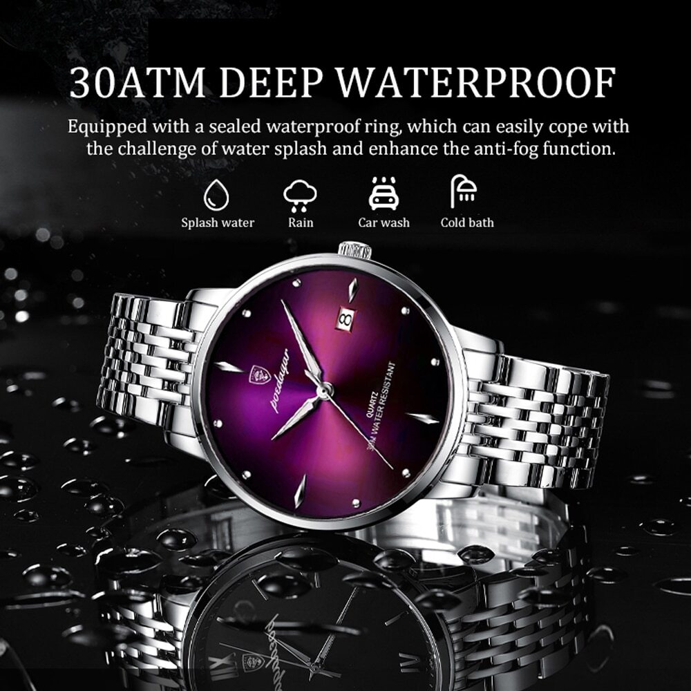 KC Watch Men Stainless Steel Waterproof Luminous Watches Quartz Wristwatch +BOX