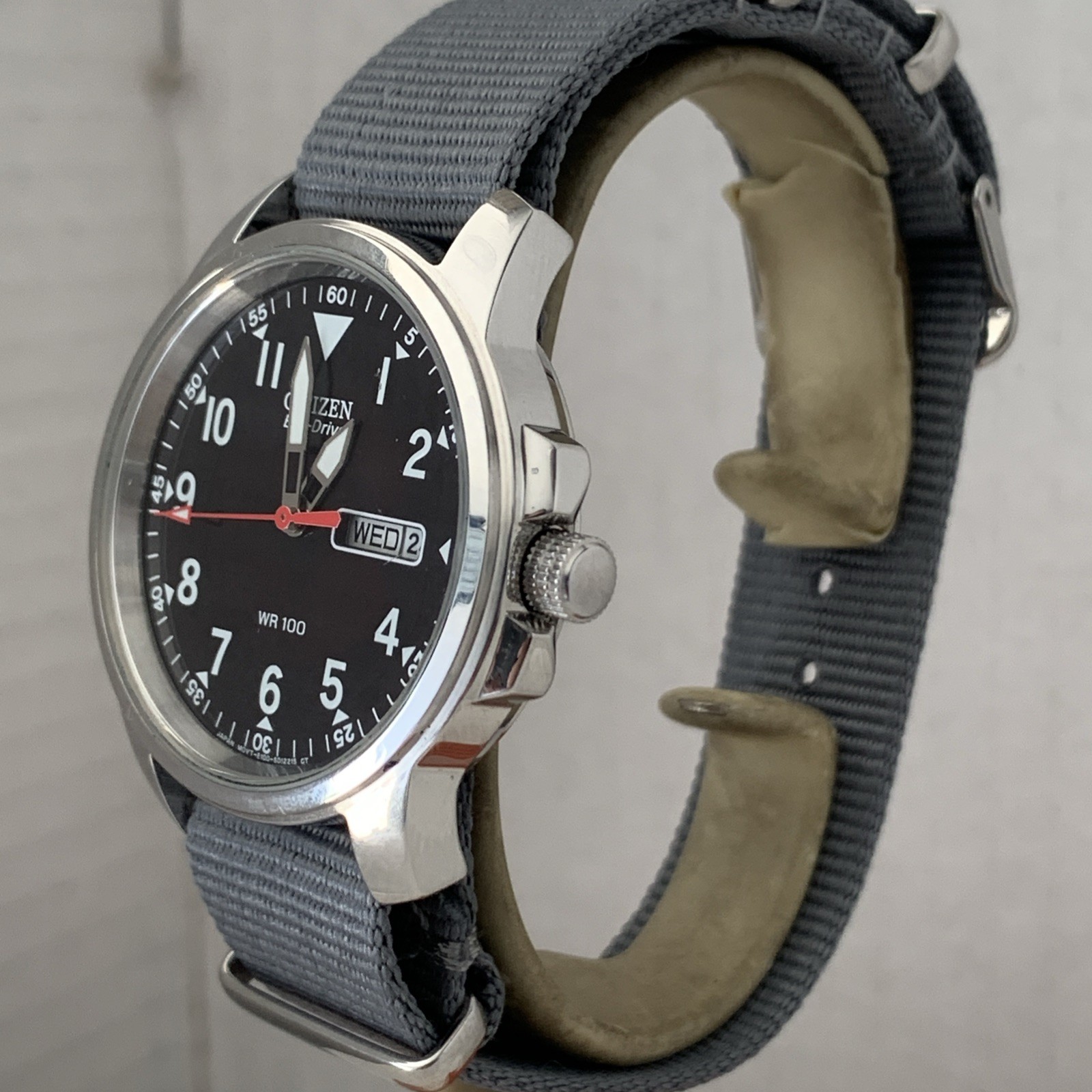 Citizen Men’s Eco-Drive Day & Date Military Style Canvas Strap WatchBM8180-03E