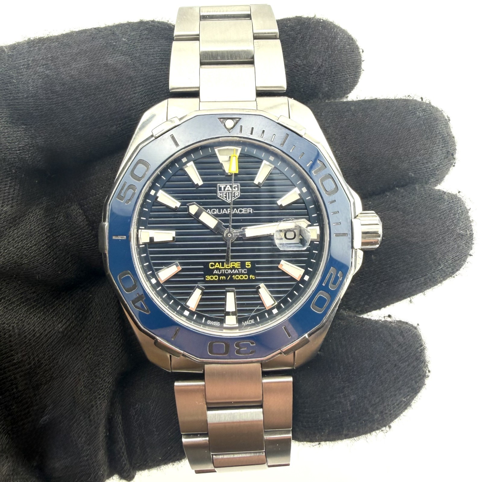TAG HEUER AQUARACER CALILBRE 5 AUTOMATIC 43MM BLUE CERAMIC BEZEL REF: WAY201B