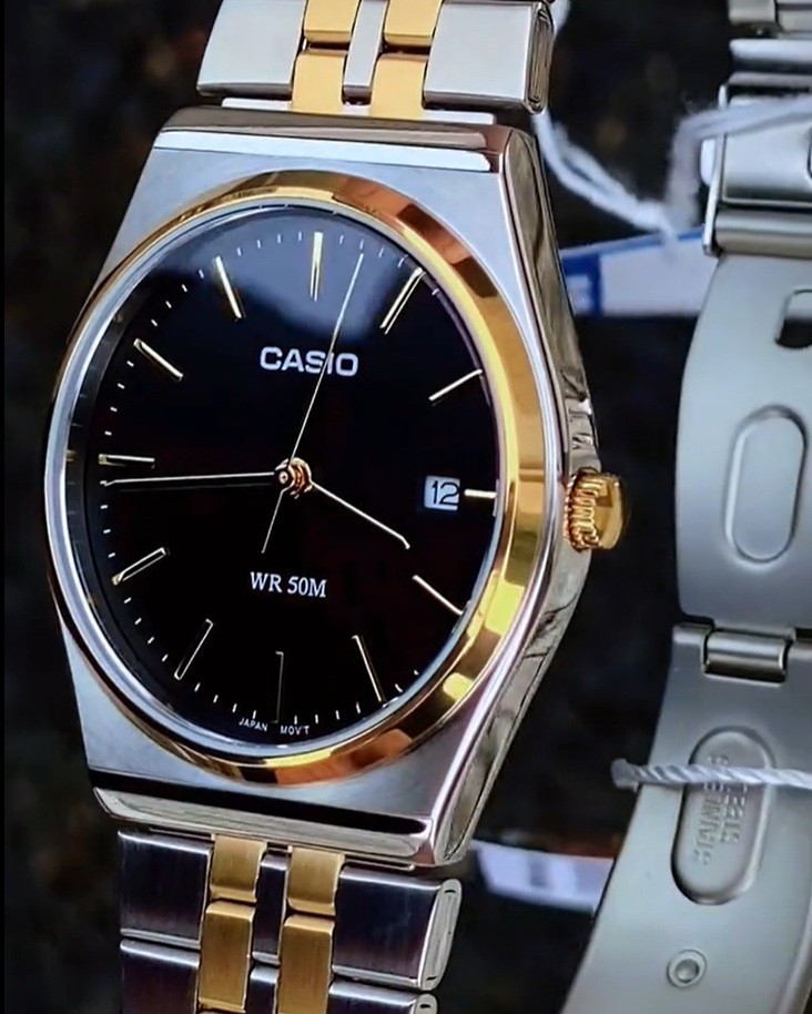 Casio MTP-B145SG-1A Black Analog Two-Tone Gold Stainless Steel Men Classic Watch
