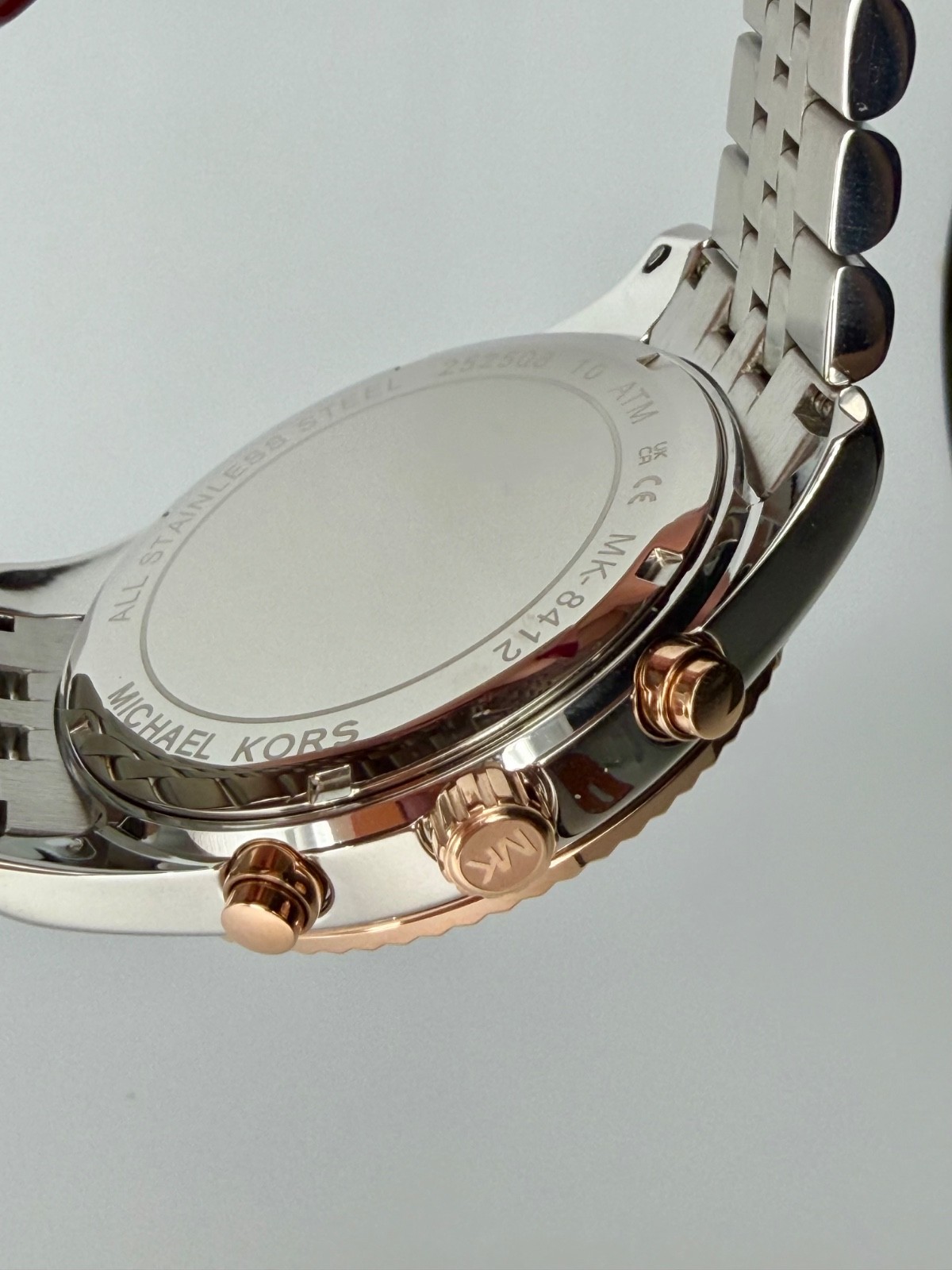 MICHAEL KORS Lexington MK8412 Silver/ Rose-Gold 45mm Blue Dial Unisex Wristwatch