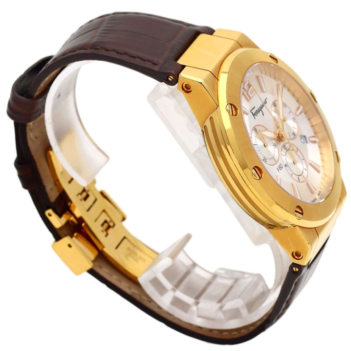 Salvatore Ferragamo SFEX00419 Round Face Wristwatch SS Leather Men’s Used