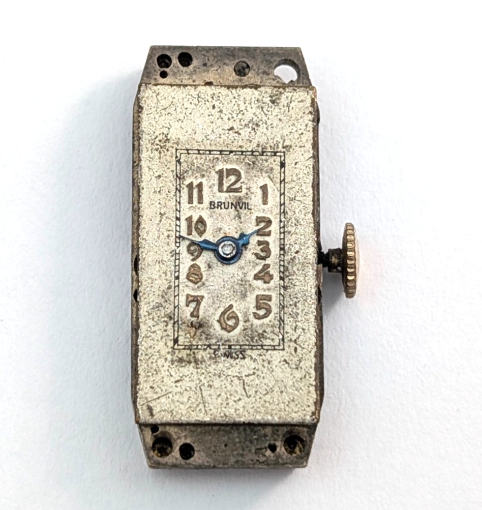 Vintage BRUNVIL 7j Art Deco Ladies 11mm Mechanical Watch Movement PARTS REPAIR