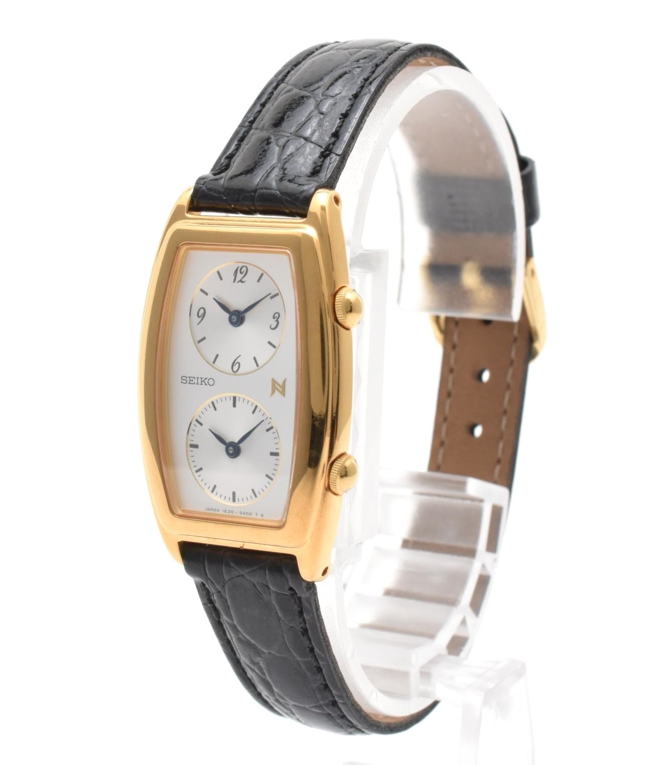 Vintage SEIKO Noie 1E20-3A00 21mm Dual Time Gold Quartz Women’s Watch JAPAN