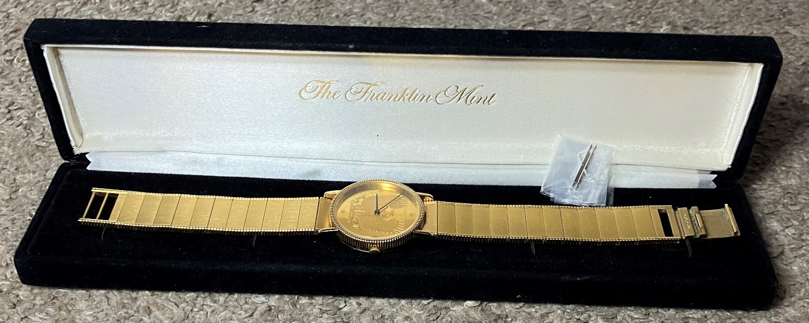 FRANKLIN MINT EAGLE WRISTWATCH WATCH STERLING SILVER 925 DIAL SWISS MVMT IN CASE