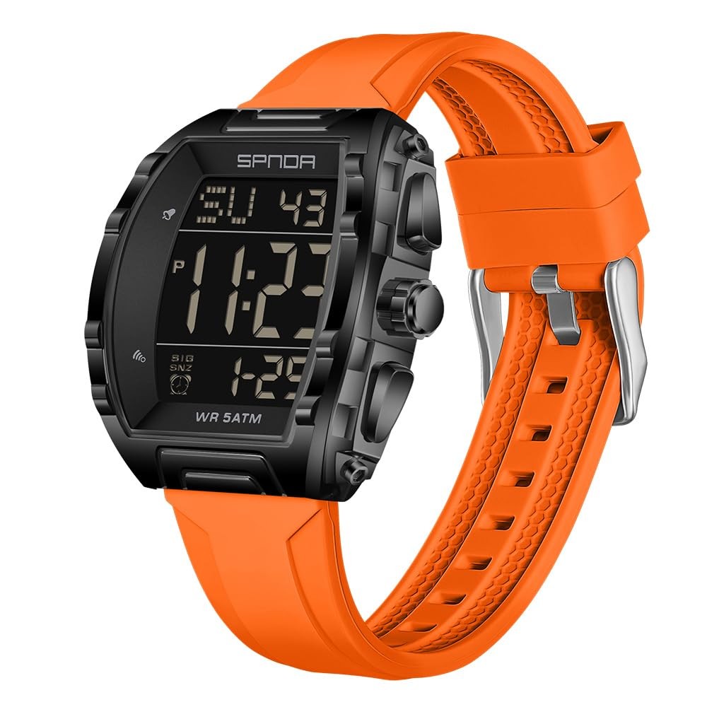 Luxury Men’s Digital Watch Tonneau Shape Dual Time 5ATM Waterproof Countdown …